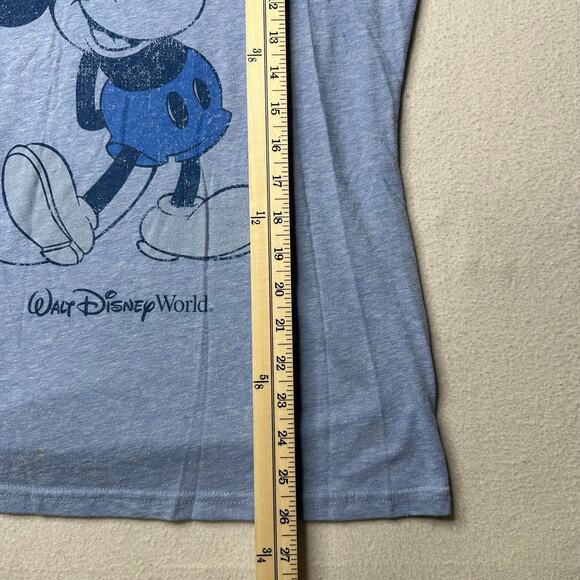 Disney Mickey Mouse Womens SS V‎ Neck Blue Tshirt Size M - Picture 7 of 8